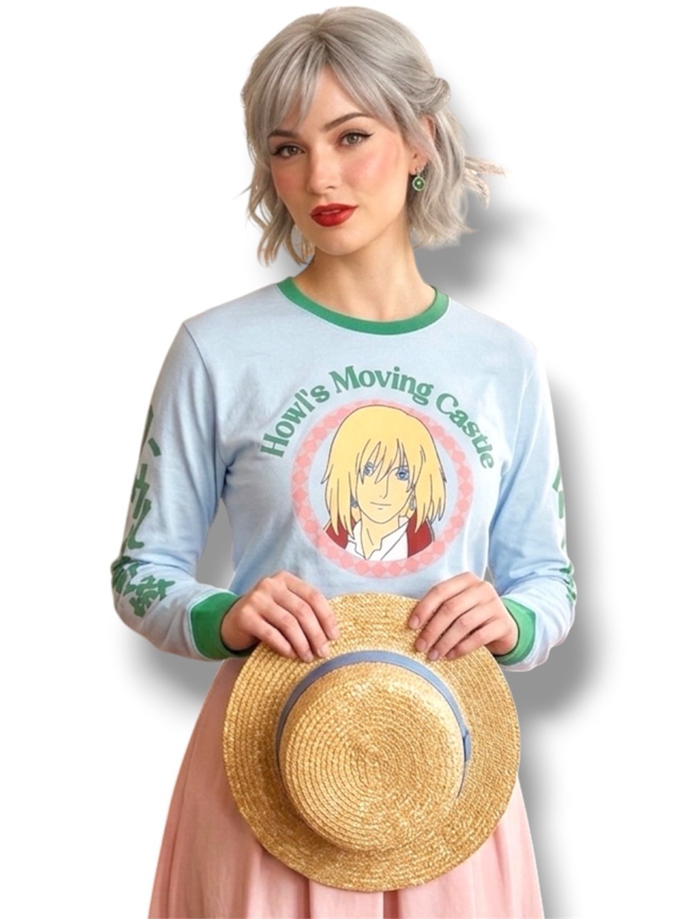 Studio Ghibli Howl's Moving Castle Circular Howl Portrait Long Sleeve T-Shirt